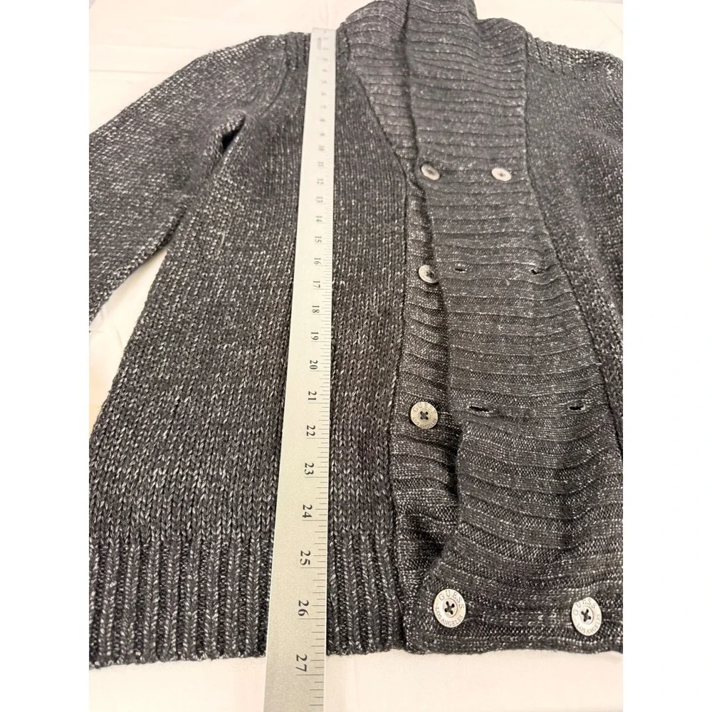 Guess Cardigan Sweater Large Charcoal Gray Double‎ Breasted Shawl Collar Knit
